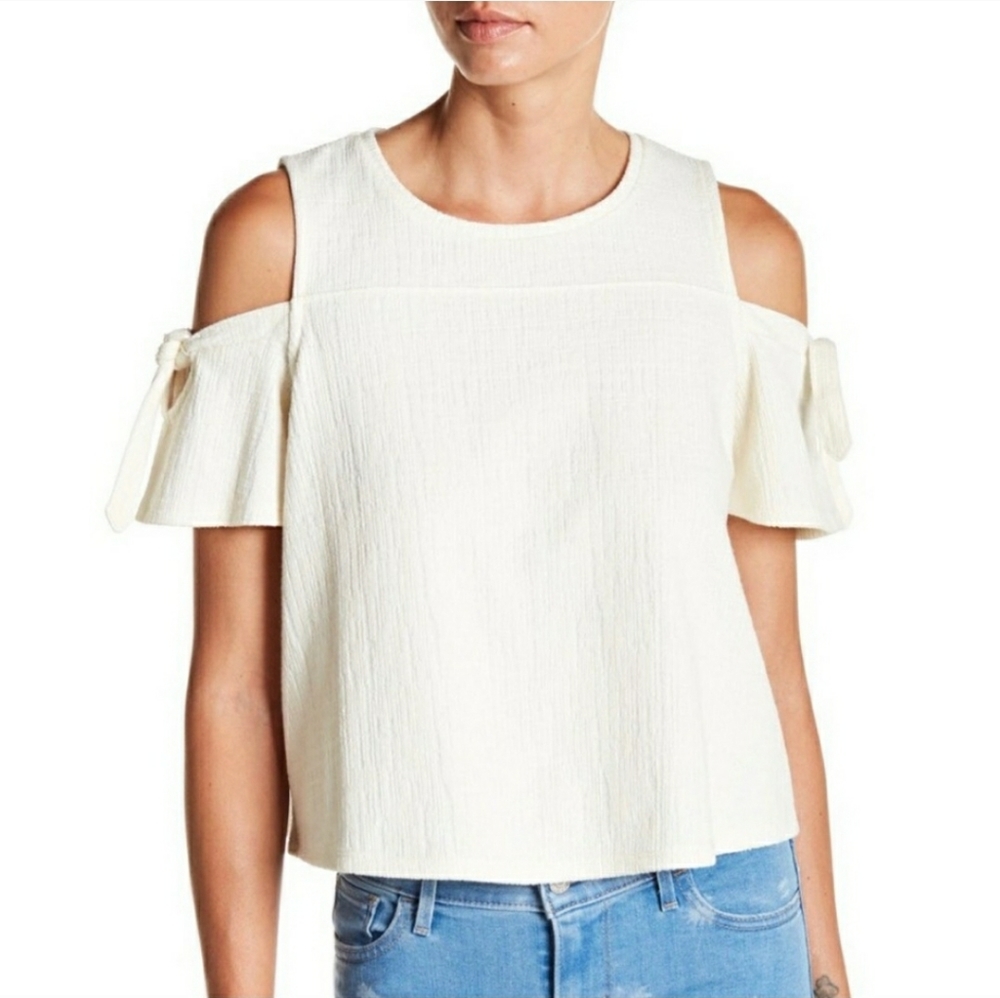 Madewell Skylark Cream Cold Shoulder Top Cream